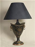 ALEXANDERS 41CM VASES ON BLACK OVAL LAMP AMPHORA LAMP